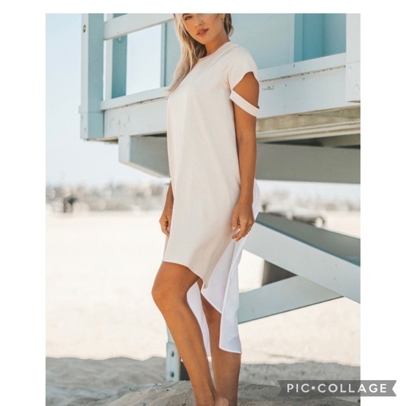 Color Block Dress - White & Beige - Picture 2 of 4